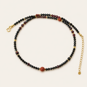 Naszyjnik choker CZERWONA ENERGIA z jaspisem, turmalinem oraz granatem
