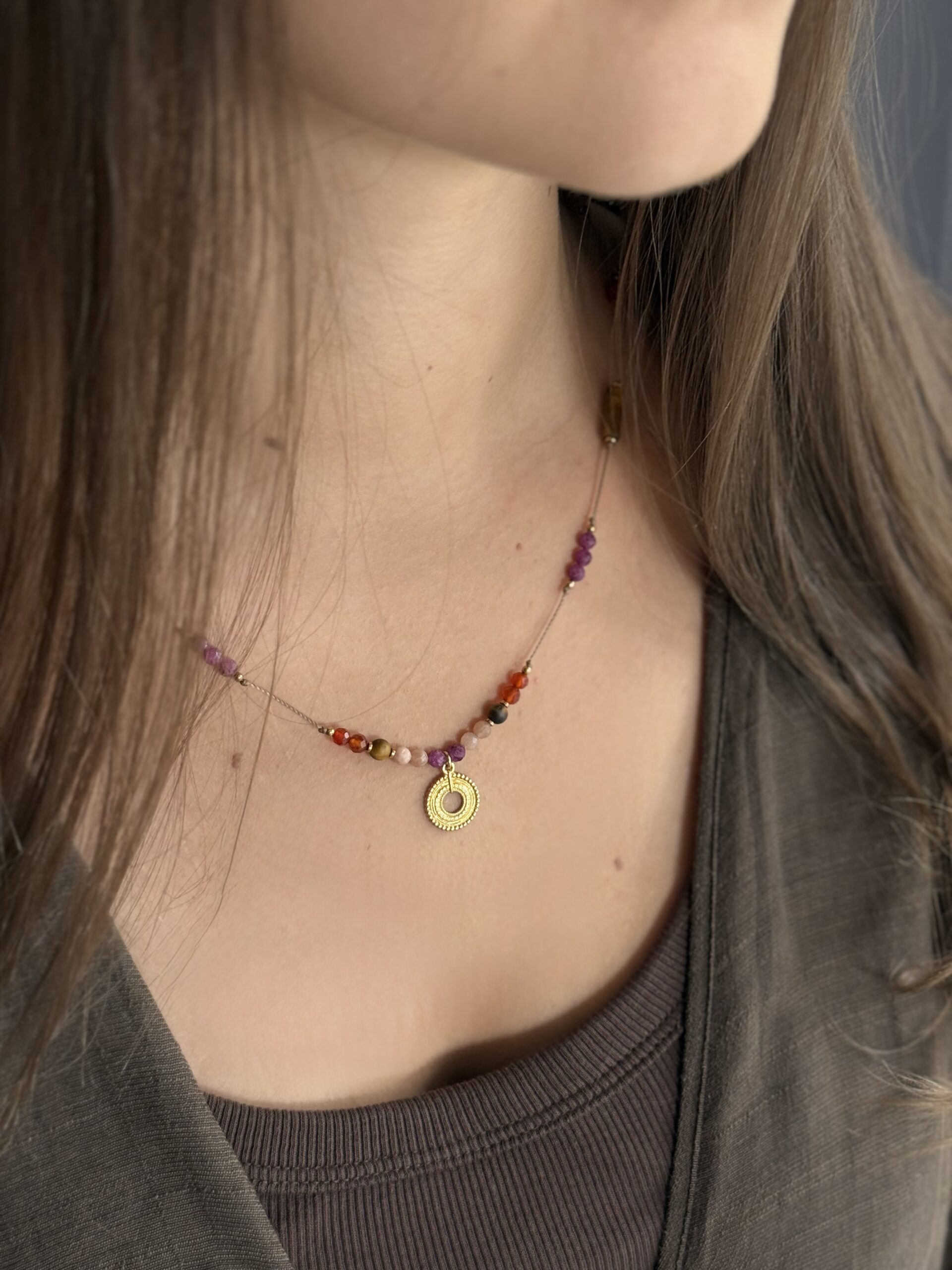 Naszyjnik na nici żywioł OGNIA