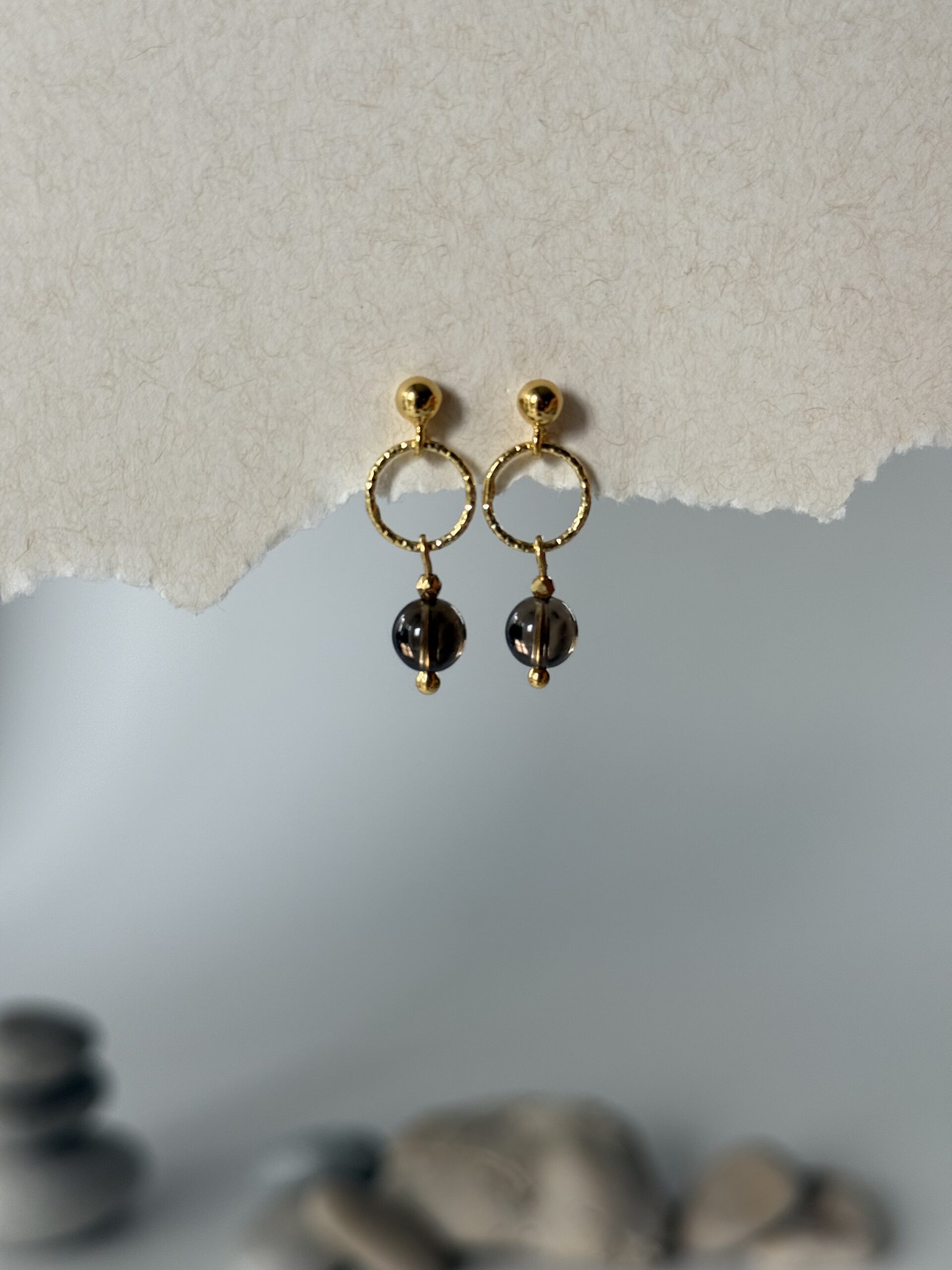 Kolczyki kwarc dymny żywioł ZIEMI