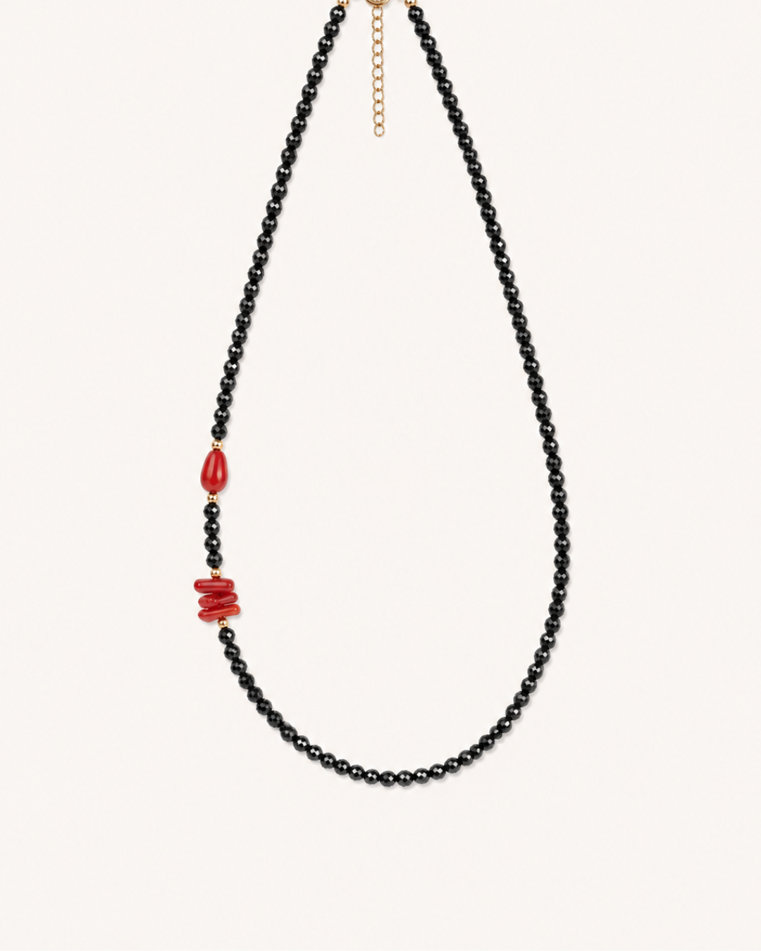 Naszyjnik choker COSMIC GLOW czarny turmalin, koral