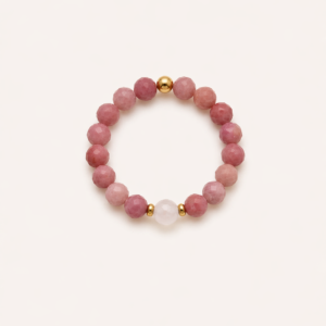 Pierścionek RÓŻOWA WIĘŹ No.03 rodonit, kwarc różowy