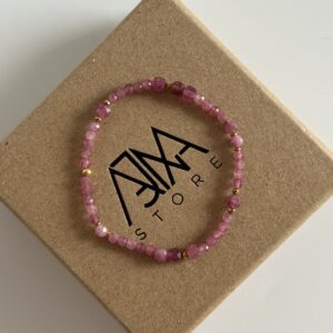 Bransoletka na gumce RÓŻOWA WIĘŹ No.02 turmalin różowy